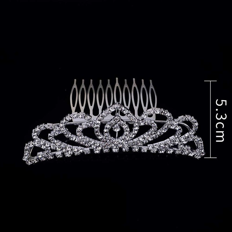 Bseash Mini 4.4" Silver Crystal Tiara Crown Headband Princess Elegant Crown with combs pin for Women Girls Bridal Wedding Prom Birthday Party - Image 4